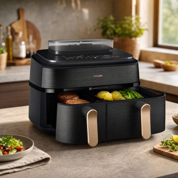 Philips NA552/00 5000 Series luftfriture - dobbelt skål, 9 l, sort