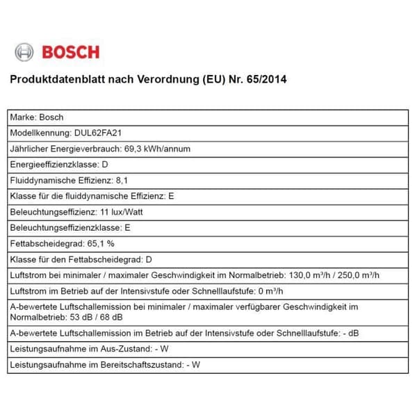Bosch DUL62FA21 hvid emhætte - 60cm - indbygningshætte