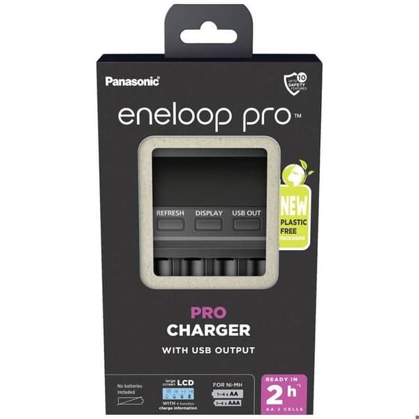 Panasonic BQ-CC65E Oplader til runde NiMH-batterier LR03 (AAA), LR6 (AA)