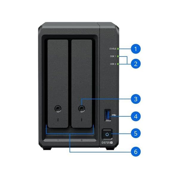 NAS-server til SME - SYNOLOGY - DS725+ - 2 skuffer - 4 GB RAM