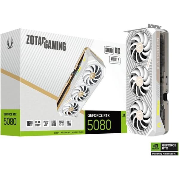 ZOTAC - Gaminggrafikkort - GeForce RTX 5080 - Solid OC White - 16 Go