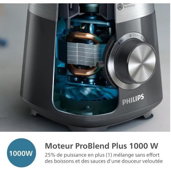 Blender - Philips - 5000 Serie - Motor 1000W - ProBlend Plus - 2 Liter - Sort