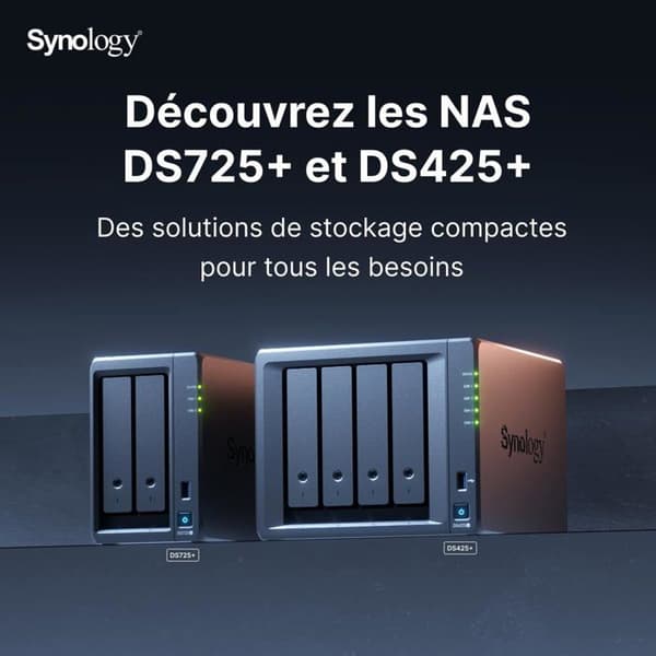 NAS-server til SME - SYNOLOGY - DS725+ - 2 skuffer - 4 GB RAM