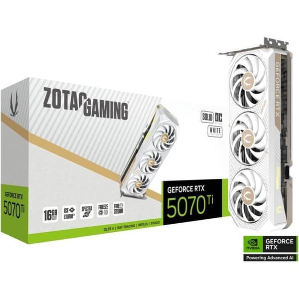 ZOTAC - Gaming grafikkort - GeForce RTX 5070 Ti - Solid Core OC White - 16 GB