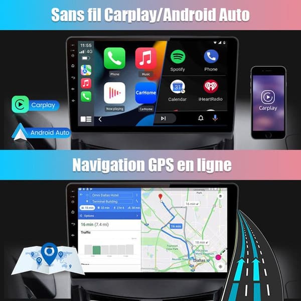 AWESAFE Autoradio Android 13 2Go+64Go til Benz C Class W203 (2005-2009) 9'' Touchskærm med Carplay GPS Bluetooth Android Auto
