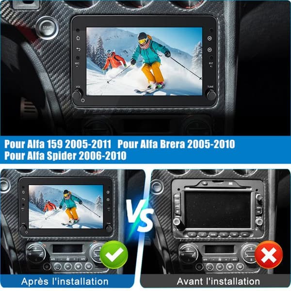 Autoradio Android - AWESAFE - Android 13 4G (4Go+64Go) - 7'' touchscreen - CarPlay/Android Auto - GPS WiFi FM