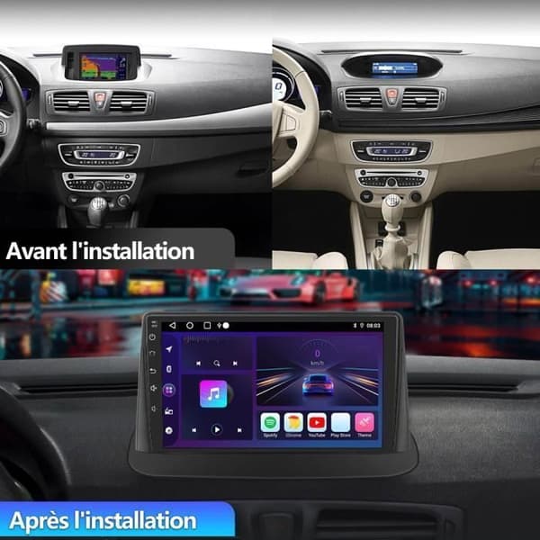 AWESAFE Autoradio Android 2Go+32Go til Renault Megane 3 9 Tommer, Carplay Android Auto GPS Bluetooth FM RDS USB WiFi