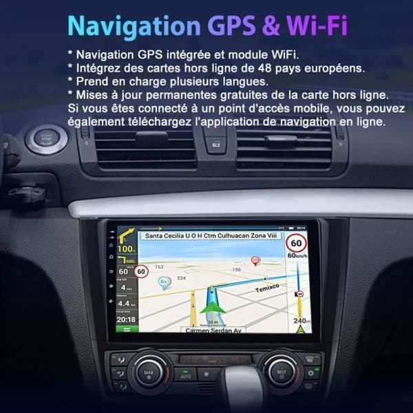 AWESAFE Autoradio Android 13 2Go+32Go til BMW 1 Series E81 E82 E87 E88 (2004-2011) med 9 '' Touchskærm Carplay Android Auto GPS