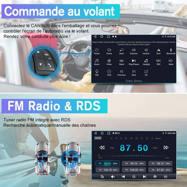 AWESAFE 4G Autoradio Android 13 til BMW Serie 3 E90 E91 E92 E93 6Go+128Go med 7'' Touchskærm Carplay Android Auto Bluetooth