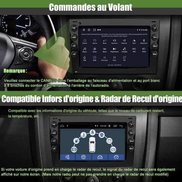 Android bilradio - AWESAFE - Megane 2 (2003-2009) - Android 13 - 4Go+64Go - 7'' pekskärm