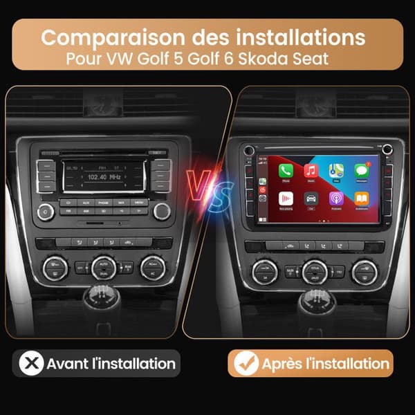 Bilstereo Android - AWESAFE - Android 13 - Skärm 8'' - 1Go+32Go - CarPlay/Android Auto