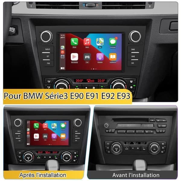 AWESAFE Autoradio Android 13 1Go+32Go BMW Series 3 E90 E91 E92 E93 7'' Kosketusnäyttö GPS Bluetoothilla
