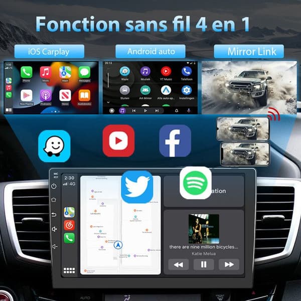 CarPlay/Android Auto-adapter - JUNSUN - Trådløs ZLINK - Bluetooth bil - Til biler med kablet forbindelse