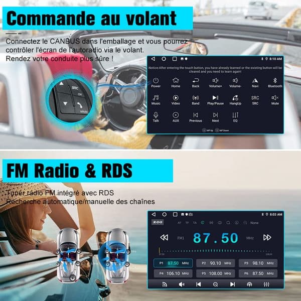 AWESAFE Autoradio Android 13 2Go+32Go til BMW X3 E83 (2004-2012) med 9'' Touchskærm Carplay GPS Bluetooth Android Auto