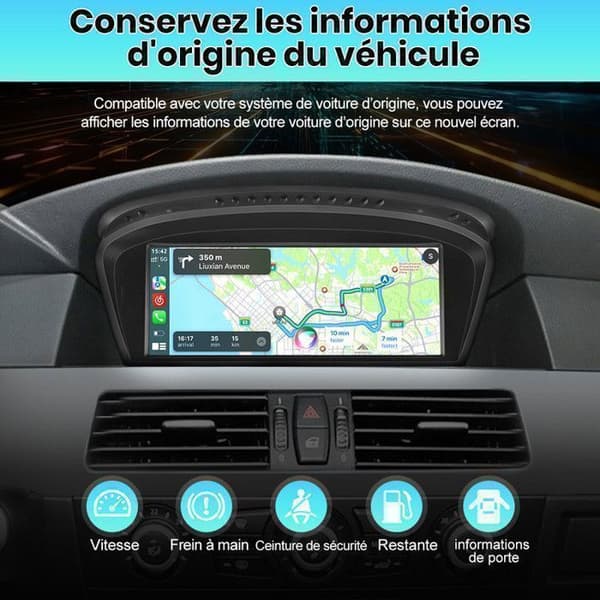 Linux Autoradio BMW 5-sarjaan E60 E61 E63 E64 ja 3-sarjaan E90 E91 E92 Carplay Android Auto 8,8'' HD-näyttö 1280*480 (Ei järjestelmää)