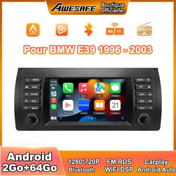 Autoradio Android - AWESAFE - til BMW E39 (1996-2003) - Android 13 - 2Go+64Go - 7'' touchskærm