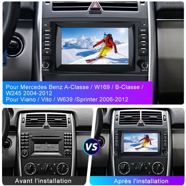 Autoradio Android - AWESAFE - Android 13 4G - 7" 4Go+64Go - Android Auto/CarPlay - Til Mercedes Vito/Viano/Sprinter