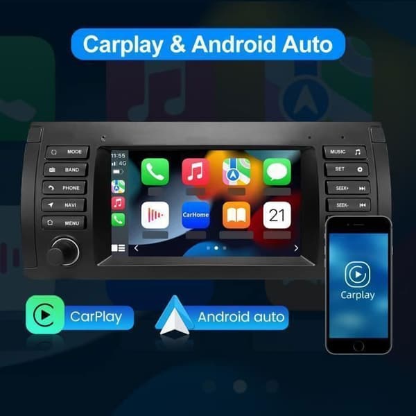 AWESAFE Autoradio Android 13 2Go+32Go til BMW E39 (1996-2003) med 7'' Touchskærm GPS Carplay Android Auto Bluetooth