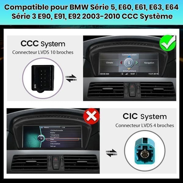 Linux Autoradio för BMW Series 5 E60 E61 E63 E64 Series 3 E90 E91 E92 Carplay Android Auto 8,8'' HD-skärm 1280*480 (Inget system)