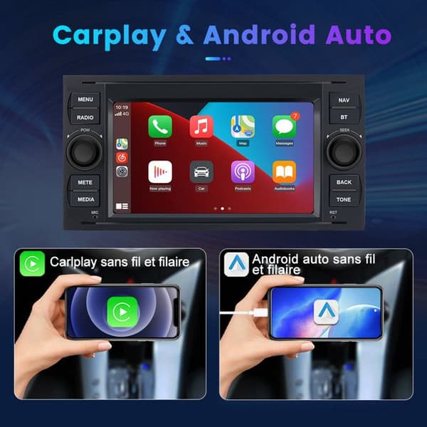 Autoradio Android - AWESAFE - Android 13 4G - Skärm 7" - 4Go+64Go - CarPlay/Android Auto
