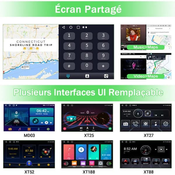 Autoradio Android - AWESAFE - Android 13 - 2Go+32Go - CarPlay/Android Auto - GPS WiFi Bluetooth