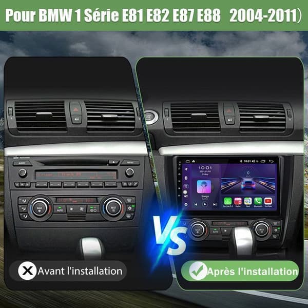 AWESAFE Autoradio Android 13 för BMW 1 Series E81 E82 E87 E88 (2004-2011) 2Go+64Go 9'' Touchskärm Carplay Android Auto GPS