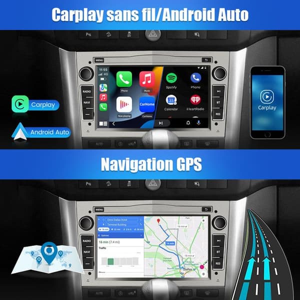 Autoradio Android - AWESAFE - Android 13 6Go+128Go - 7'' Pekskärm - 4G - CarPlay/Android Auto