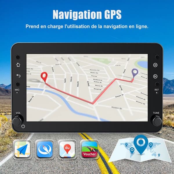 Autoradio Android - AWESAFE - Android 13 4G (4Go+64Go) - 7'' touchscreen - CarPlay/Android Auto - GPS WiFi FM