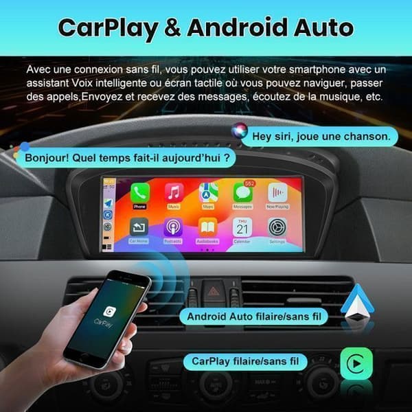 Linux Autoradio til BMW Serie 5 E60 E61 E63 E64 Serie 3 E90 E91 E92 Carplay Android Auto 8,8'' HD skærm 1280*480 (Ingen system)