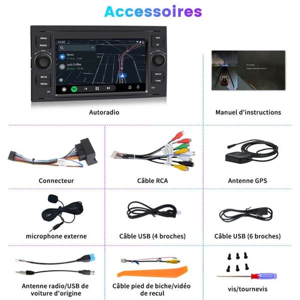Autoradio Android - AWESAFE - Android 13 4G - Skärm 7" - 4Go+64Go - CarPlay/Android Auto