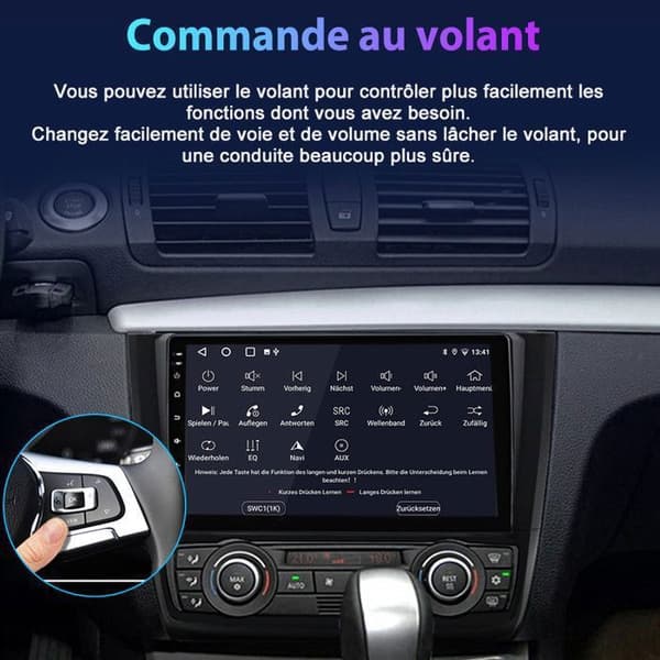 AWESAFE Autoradio Android 13 til BMW 1 Series E81 E82 E87 E88 2004-2011 med [2Go+32Go] 9 Tommer Carplay Android Auto GPS WiFi