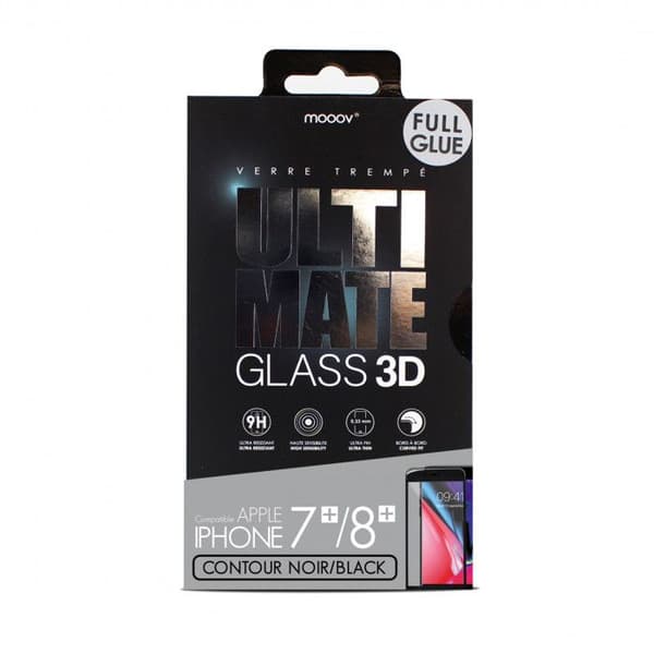 Härdat glas 3D för iPhone 7+/8+ - svart kant
