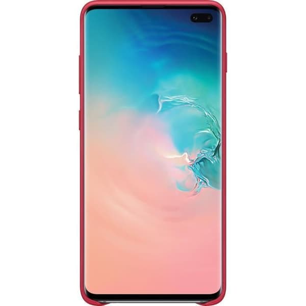 Samsung S10+ läderfodral röd vinröd