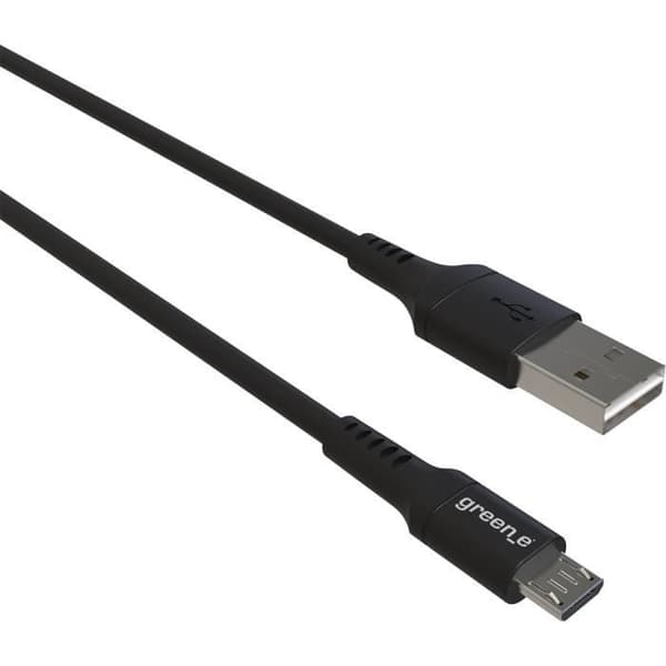 GREEN_E Micro USB-kabel med klämma - 1,2 m - Svart