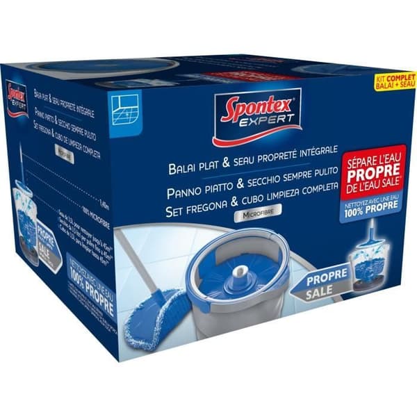SPONTEX EXPERT Kit för platt mopp och komplett rengöringshink