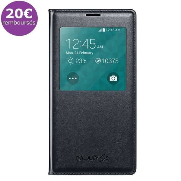S View-fodral - SAMSUNG - Galaxy S5 - Transparent zon - Skyddande lock - Syntetisk mocka foder