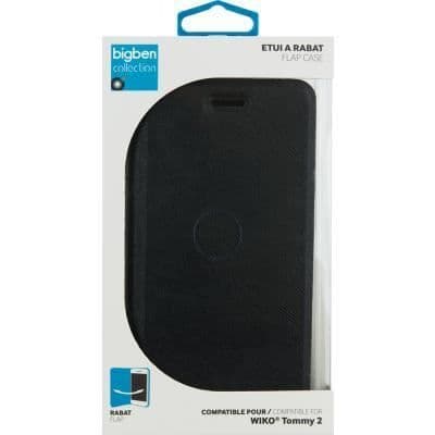 Fodral folio - BIGBEN - Wiko Tommy 2 - Svart - Semi-styv - Sidoflap
