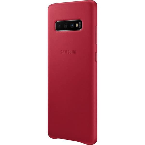 Samsung S10+ läderfodral röd vinröd