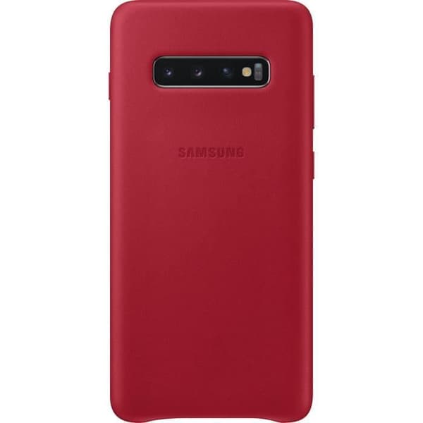 Samsung S10+ läderfodral röd vinröd