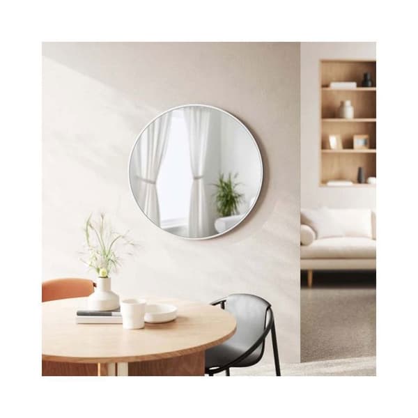 Spegel - Hub - Rund - 94 cm - Glas - Vit