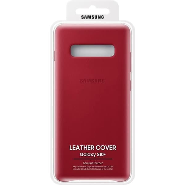 Samsung S10+ läderfodral röd vinröd