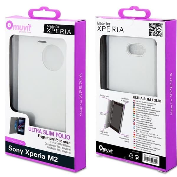 Etui - MUVIT - Sony Xperia M2 - Ultra Slim - Folio - Vit