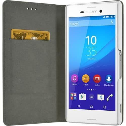 Vit foliofodral för Sony Xperia M4 Aqua
