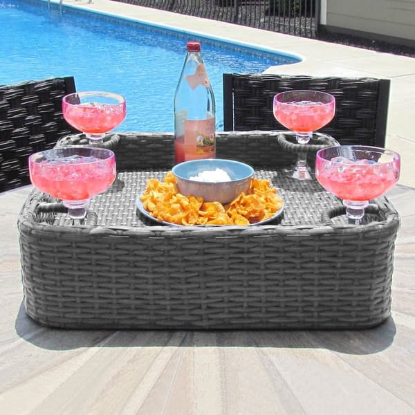 0,61x0,61 M Wicker Floating Pool Trays (Grey)