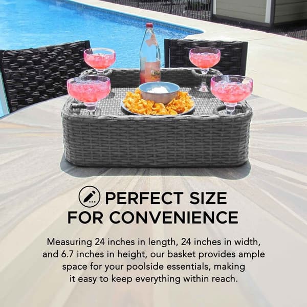 0,61x0,61 M Wicker Floating Pool Trays (Grey)