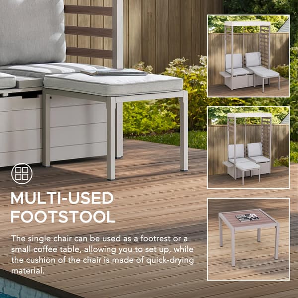 FARO 1.42x1.28 m Storage Bench Balcony Set with Removable Canopy