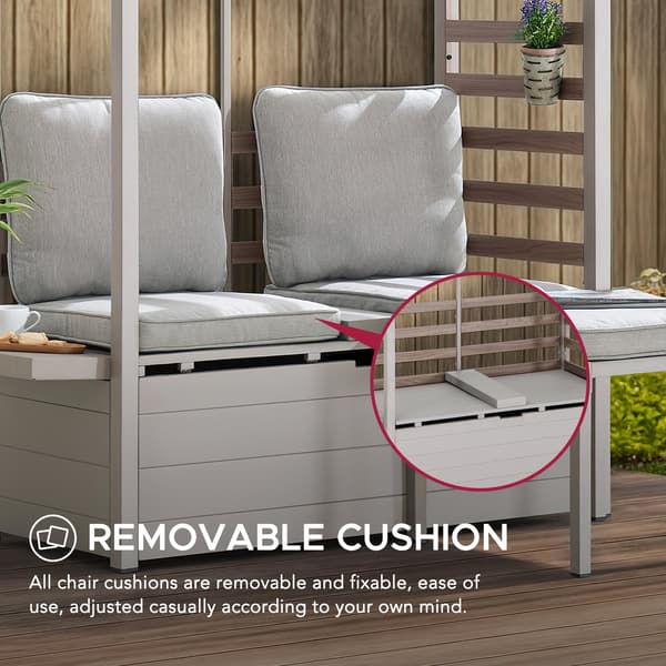 FARO 1.42x1.28 m Storage Bench Balcony Set with Removable Canopy