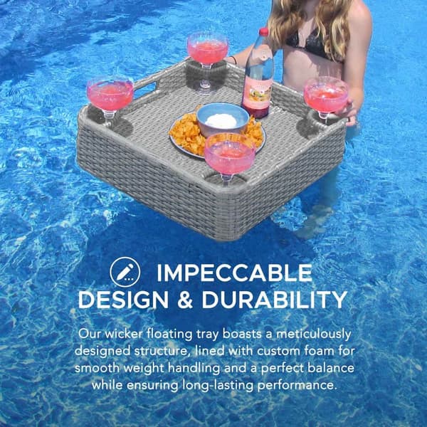 0,61x0,61 M Wicker Floating Pool Trays (Grey)