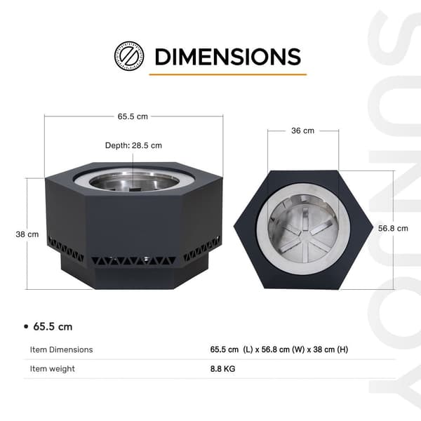 AMIATA 0,66x0,57x0,38 m Lawrence Hexagonal Smokeless Fire pit