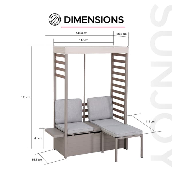 FARO 1.42x1.28 m Storage Bench Balcony Set with Removable Canopy